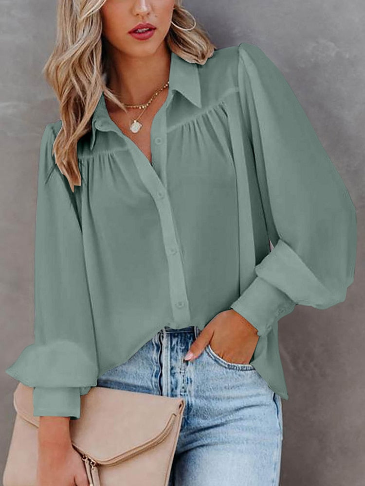 Turn-down Collar Blouse