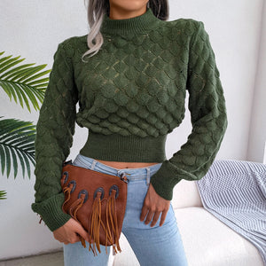Diamond Chic Crop Knit Sweater