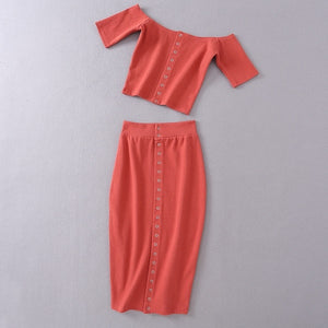 Knitted Front Button 2 Piece Set