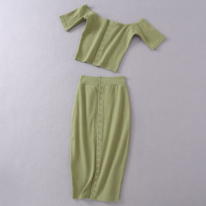 Knitted Front Button 2 Piece Set