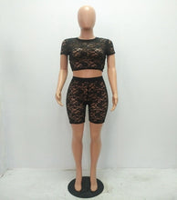 Load image into Gallery viewer, Black Lace Two Piece Set