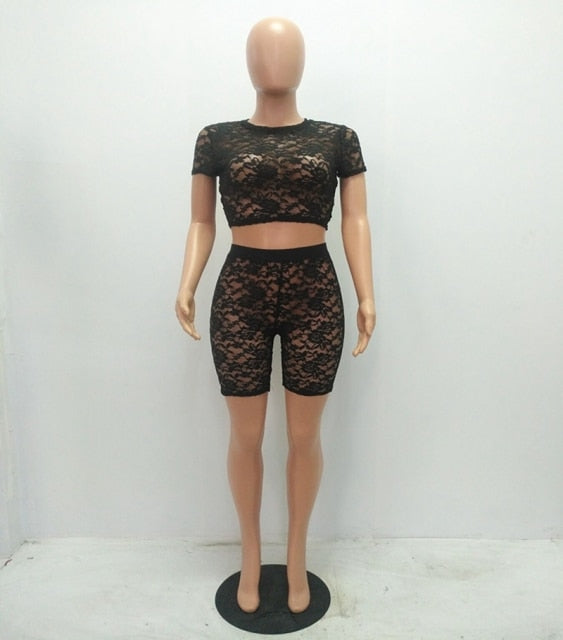 Black Lace Two Piece Set