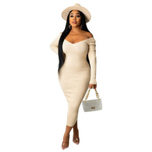 Load image into Gallery viewer, Solid Ribbed Maxi Knitted Dress