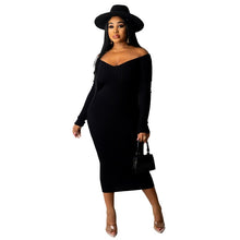 Load image into Gallery viewer, Solid Ribbed Maxi Knitted Dress
