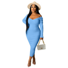 Load image into Gallery viewer, Solid Ribbed Maxi Knitted Dress