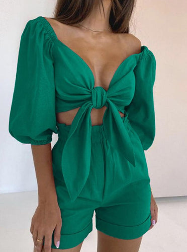 Cotton Linen Crop Top Set 2022