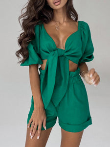 Cotton Linen Crop Top Set 2022