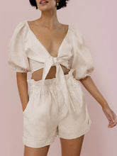 Load image into Gallery viewer, Cotton Linen Crop Top Set 2022