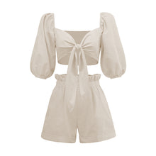 Load image into Gallery viewer, Cotton Linen Crop Top Set 2022