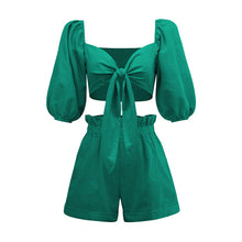 Load image into Gallery viewer, Cotton Linen Crop Top Set 2022