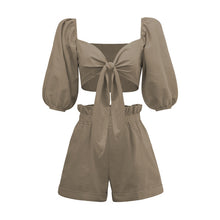 Load image into Gallery viewer, Cotton Linen Crop Top Set 2022