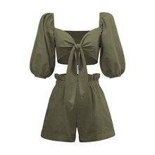Load image into Gallery viewer, Cotton Linen Crop Top Set 2022