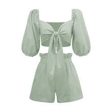 Load image into Gallery viewer, Cotton Linen Crop Top Set 2022