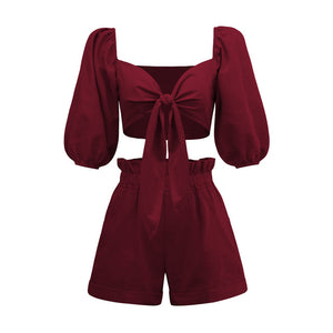 Cotton Linen Crop Top Set 2022