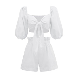 Cotton Linen Crop Top Set 2022